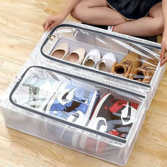 Shoe Storage Box, Shoe Organizer for Closet, Clear Plastic Stackable Shoe Boxes, Space Saving Foldable Sneaker Shoe Rack Containers Bin Holder