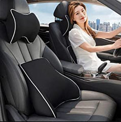 Neck Pillow Lumbar Cushion Set Car Pillow Cushion Travel Back Rest Support Memory Foam for Back Pain Neck Pain Fit for Car, SUV, Truck, Office Chair, Wheelchair