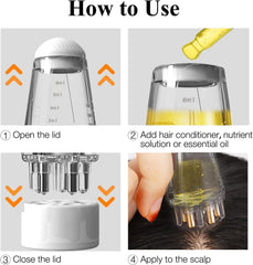 Applicator Comb, Hair Scalp Oil Applicator, Ball Root Comb Applicator Bottle Scalp Massager Hair Growth, Hair Serum Applicator Suitable for Various Liquids for Home and Travel