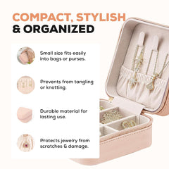 Jewellery Box for Women, Girls, Children, Travel Small Jewellry Storage Box for Necklaces, Earrings and Bracelets