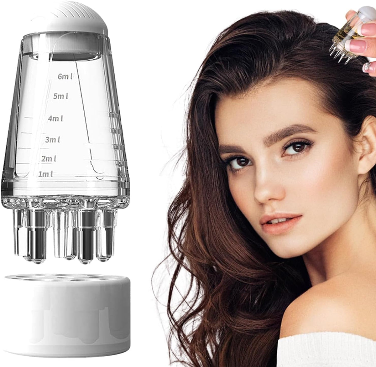 Applicator Comb, Hair Scalp Oil Applicator, Ball Root Comb Applicator Bottle Scalp Massager Hair Growth, Hair Serum Applicator Suitable for Various Liquids for Home and Travel