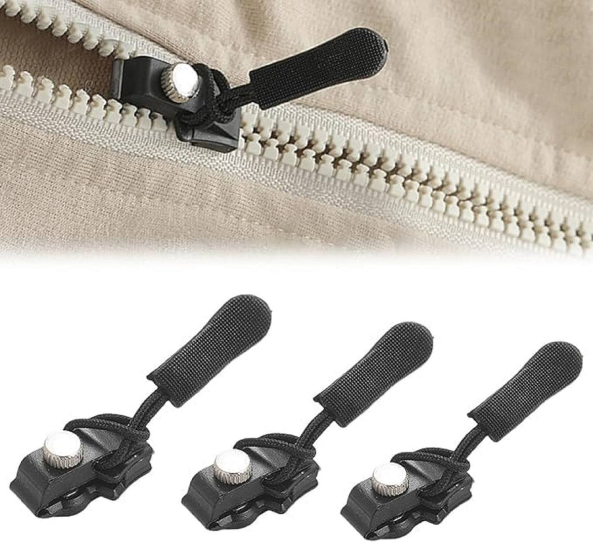 Zipper Slider Replacement, Adjustable Zipper Fixer Zipper Pull for Luggage Backpack Wallets Suitcases Tents Jackets Skirts Jeans