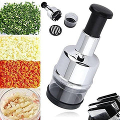 Manual Hand Press Food Chopper with Stainless Steel Blades Large Vegetable & Fruit Cutter for Onion, Salad, Garlic, Tomato Easy to Clean, Dishwasher Safe, Effortless Chopping