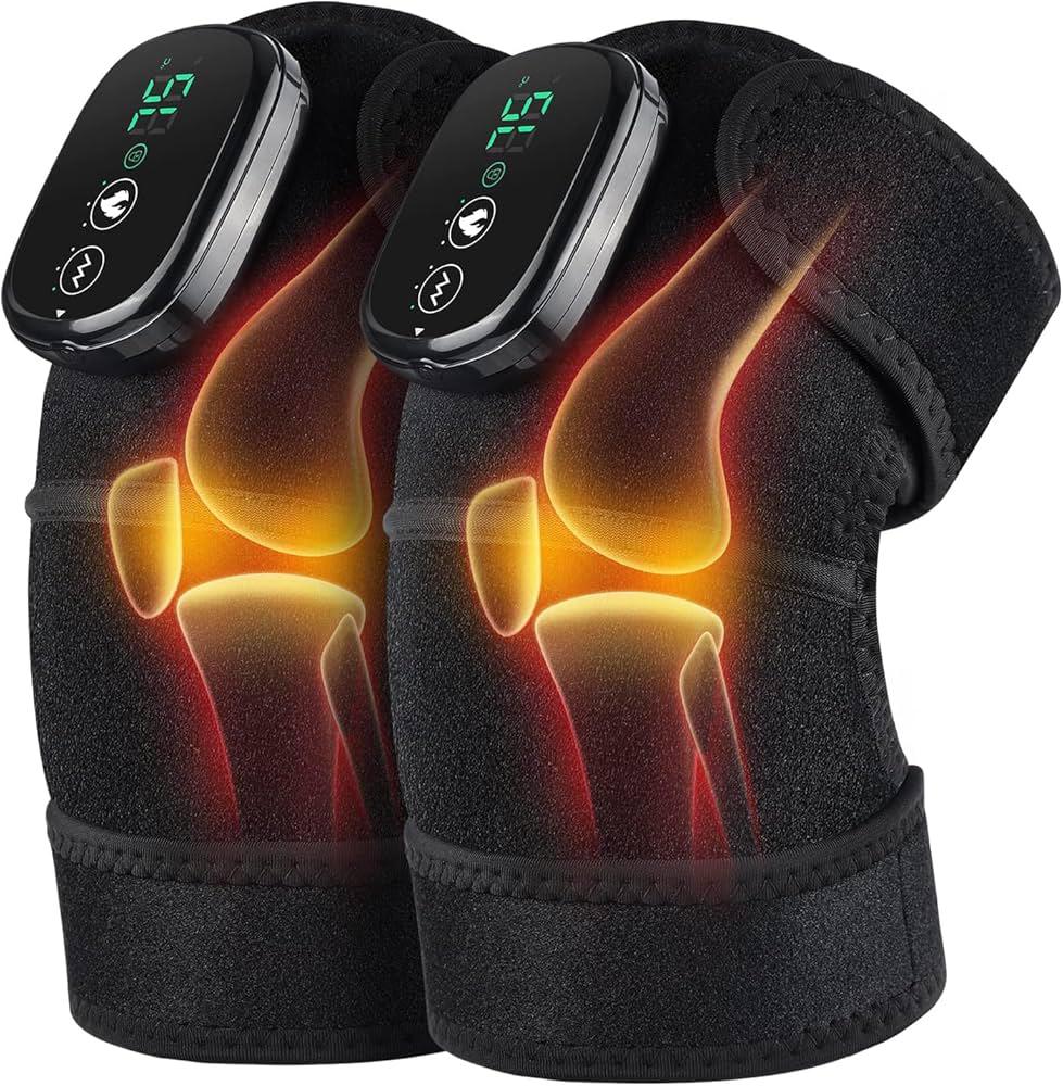 Knee Massager for Circulation, Knee Heating Pad for Arthritis with Massage, Heated Knee Massager with Heat and Vibration