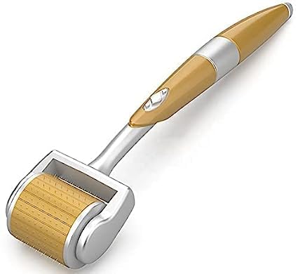 Professional Gold Plated Derma Hair Roller For Hair Growth Roller, Improves Beard & Hair Growth Microneedles - Safe & effective to use