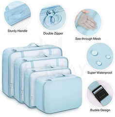7-Piece Travel Organizer Set: Packing Cubes for Clothes, Space-Saving Bags for Cosmetics, Underwear, Socks, Shoes, and Toiletries multicolor