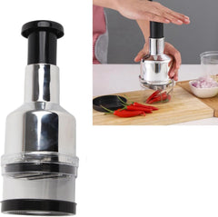 Manual Hand Press Food Chopper with Stainless Steel Blades Large Vegetable & Fruit Cutter for Onion, Salad, Garlic, Tomato Easy to Clean, Dishwasher Safe, Effortless Chopping
